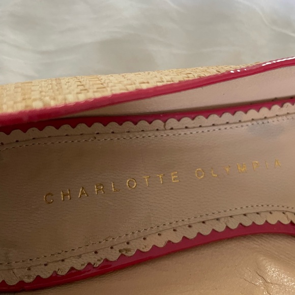Charlotte Olympia tan raffia and Red Cat Flats - Picture 4 of 6
